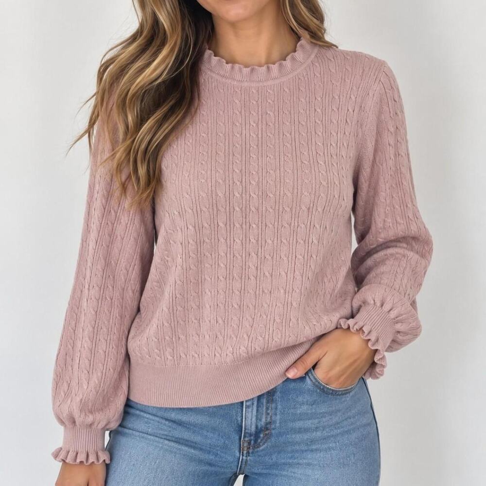 Adrianna papell pink cable knit sweater